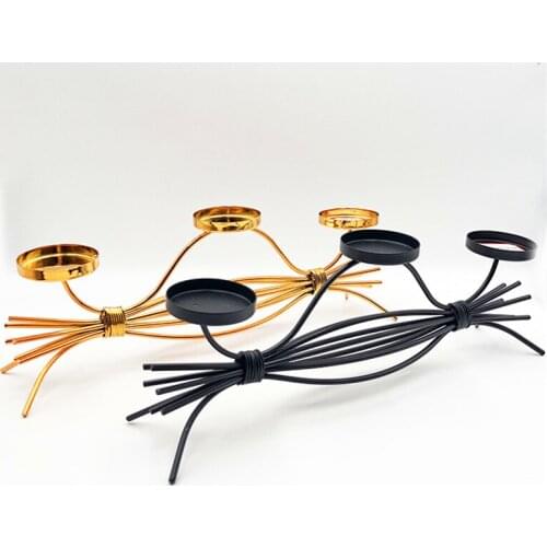 Creative Metal 3-head Candlestick Line Pattern European Geometric Candle Holder Home Decoration Wall Pendant