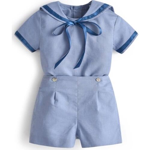 Baby Boy Summer Clothing Sets Spanish Toddler Boys Short Sleeve Shirt Tops+ Shorts Pants Suit Kids Child Clothes Set Boys Outfit