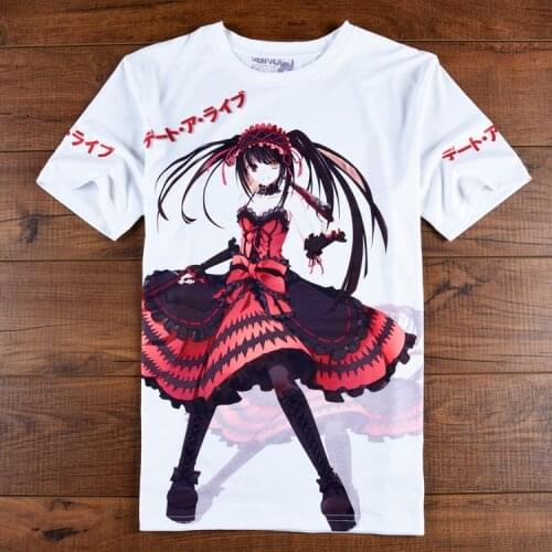 Anime DATE A LIVE Cosplay Yoshino short-sleeved round neck men women summer Full-color T-shirt Tokisaki
