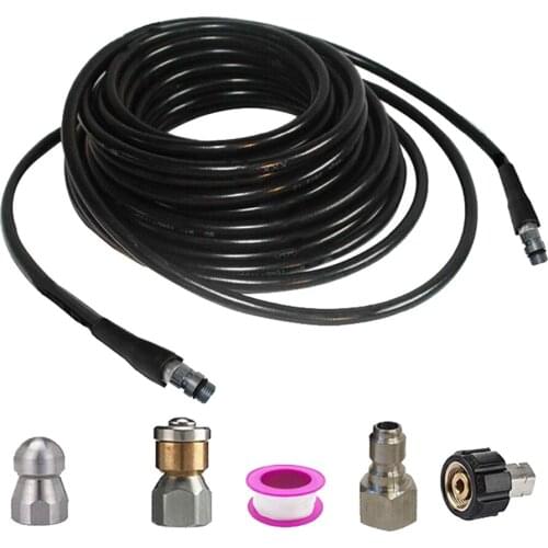 Pressure Washer Sewer Cleaning Pipe Jetter Quick Connector Set Rupper 15m