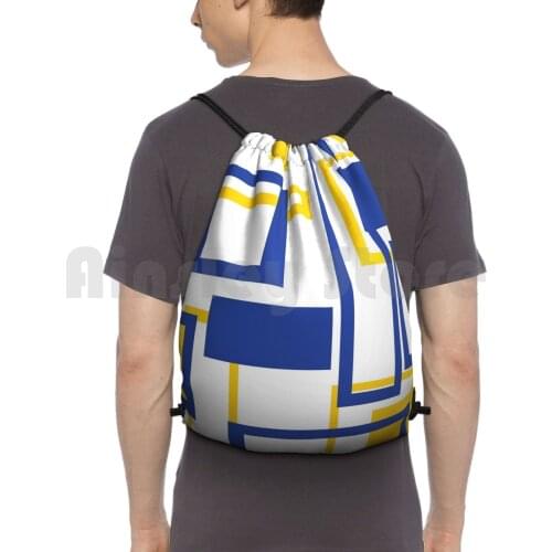 Leeds Backpack Drawstring Bags Gym Bag Waterproof Colours Football Footy Sport Soccer Park Leeds Pattern Bar Stripe