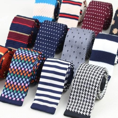 Mens Knitted Knit Leisure Striped Tie Fashion Skinny Narrow Slim Neck Ties For Men Skinny Woven Designer Cravat
