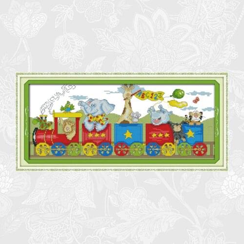The train of happiness Cross Stitch Package Factory Sets Aida 14ct 11ct White Cloth Embroidery kit DIY Handmade Needlework