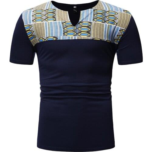 New Short Sleeve V Neck African Clothes 2021 Fashion African Dashiki Print Tee Shirt Homme Hip Hop Streetwear African Clothing
