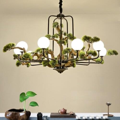 New Chinese Chandelier Atmosphere Living Room Lamp Retro Study Tea Room Decoration Chandelier Lighting Dining Room Hanging Lamps