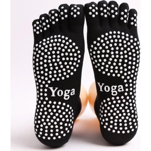 New High Quality Women Yoga Socks Ladies Sport Pilates Socks Cotton Ballet Dance Socks Five Fingers Silicone Dots Non-slip Socks