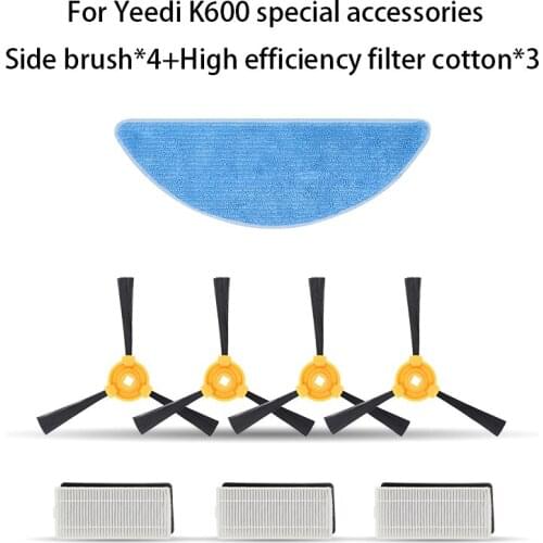 Original Replacement Kits for yeedi k600 Robot Vacuum Cleaner, Side Brushes 4pcs, Dust Box Filter 3pcs,Rags 3PCS