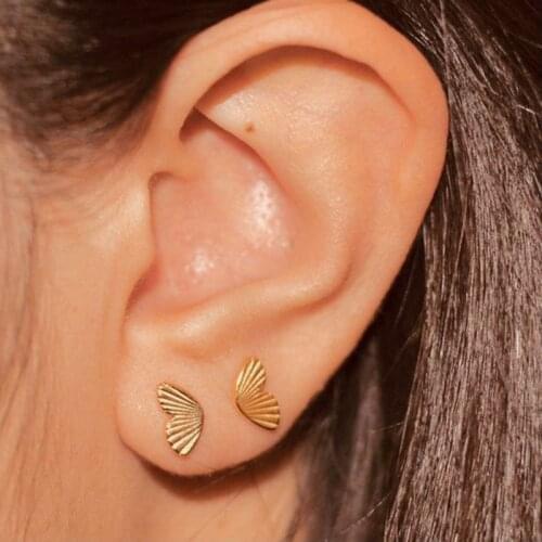 Original Tiny Half Butterfly Stud Earrings For Women 2021 Alloy Mini Gold Daily Everyday Earrings Jewelry Earings Helix Earrings