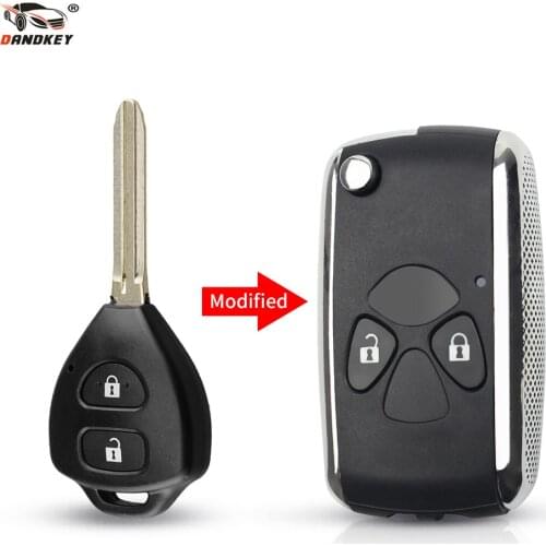 Dandkey 2 Buttons Flip Modified Remote Key Shell For Toyota Corolla RAV4 Yaris Prado Camry Crown Avalon TOY43 Car Accessories