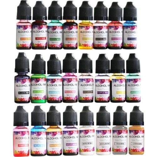 24 Colors Epoxy Resin Diffusion Pigment Alcohol Ink Liquid Colorant Dye DIY Crafts Jewelry Making Accessories