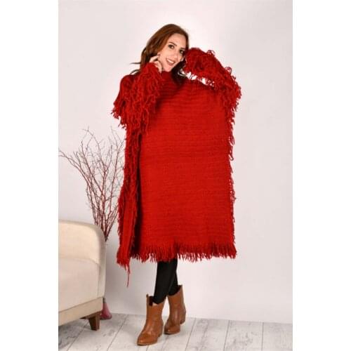 Poncho Sleeve Tassel Detail womens clothing