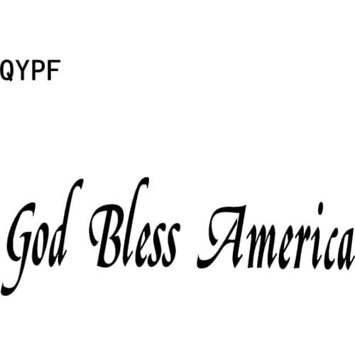 QYPF 15.9cm*5.3cm Fashion GOD BLESS AMERICA Vinyl Waterproof Car Sticker Decal Black Silver Car-styling C15-1687