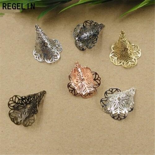 REGELIN Copper Filigree Wraps Flower Connectors Flower Spacer Bead Caps 20pcs 23x28mm Jewelry Gift Decoration DIY Findings