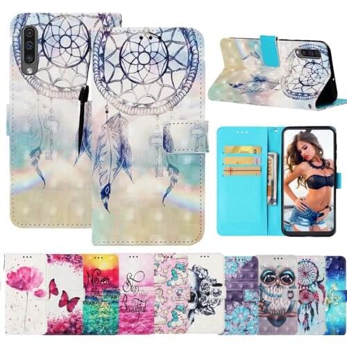 Luxury Leather 3D Patterned Flip Wallet Phone Case Cover sfor Samsung A30 A10 A40 A50 A70 M10 M20 M30 Cards Holder Magnetic Capa