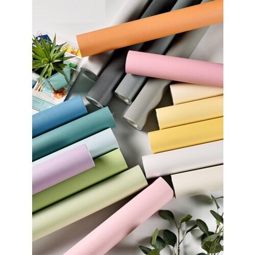Self-adhesive PVC Wall Stickers Livingroom Wallpaper 60cm x 5m Solid Light Blue Green Yellow Pink White Beige Gray Orange
