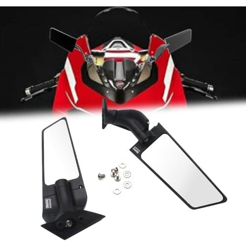 Semspeed Newest Modified Motorcycle 2PCS Rearview Mirrors Wind Wing Adjustable Rotating Side Mirrors For Ducati Panigale V2 V4