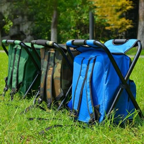 Outdoor Folding Camping Fishing Chair Stool Portable Backpack Cooler Insulated Picnic Bag Hiking Seat Table Bag