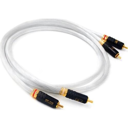 Pair YTER Ultimate 7N PHOCC Copper Silver Platd Audio RCA Interconnect Cable With Gold Plated RCA Plug