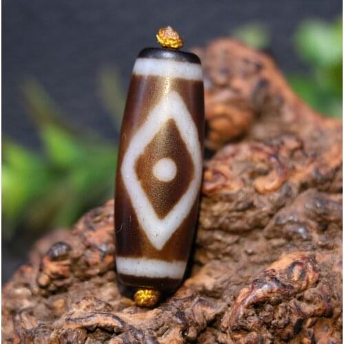 Treasure Unique Magic Energy Tibetan Old Agate Harmonious Heaven&Earth dZi Bead Amulet Pendant UPD0407A Timestown UPD210106A