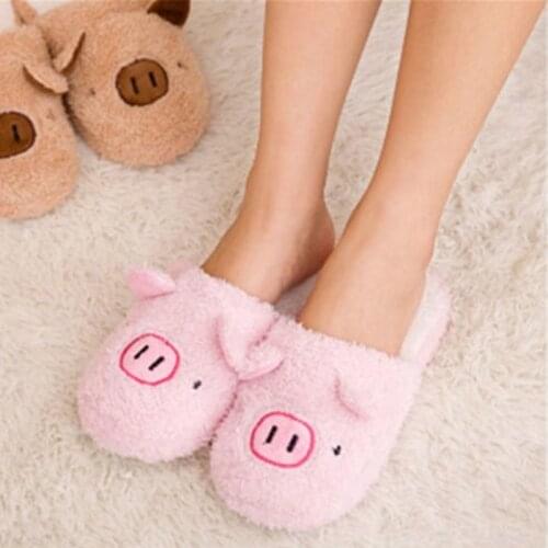 Womens Slipper Home Shoes For female Chinelos Pantufas Adulto Fashion Lovely Bear Pig Indoor House Slippers With Fur New Winter