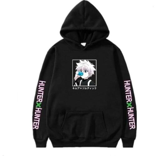 Japanese Anime Funny Killua Eyes Killua HxH Hoodies 2021 Winter Japan Style Hunter X Hunter Sweatshirts Streetwear For Women/men