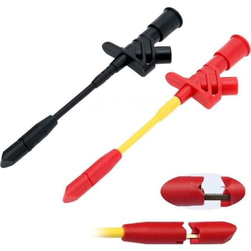 TP168 Test hook Banana Socket Connection Wire Heavy Duty Insulation Piercing Probe Test Clip Nickel Plated4mm socket Length 16cm