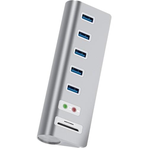 USB Hub Multi 5 Port USB3.0 Docking Station With Power Adapter Audio Interface Dual Card Slot Computer PC Laptop Accessories