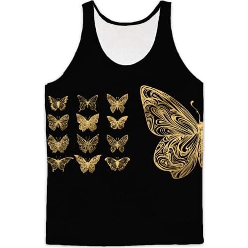 Real USA American Size Golden Butterflies 10 styles 3D sublimation printing breathable Tank tops plus size 3XL 4XL 5XL 6XL