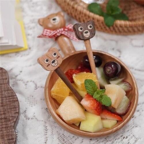 Japanese Cute Bear Wooden Plate Fruit Snacks Dessert Nut Bowl Whole Wood Black Walnut Cherry