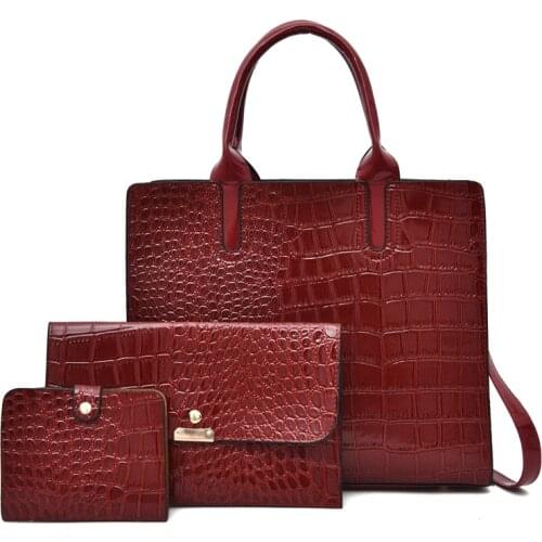 Womens Crocodile Pattern Shoulder Bag Ladies 2021 New Small Wallet Designer Luxury Handle Bags Fashion Large Leather Shopper