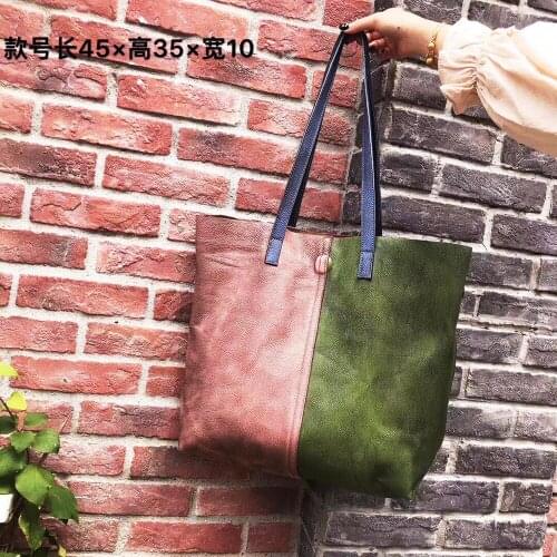 2020 Genuine Leather Bag Womens New Color-Brushed Shoulder Bag Leather Retro Womens Bag