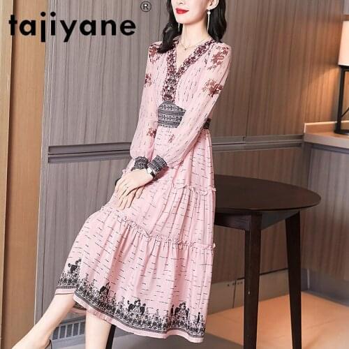 100% Silk Genuine Dresses for Women Long Dress Elegant Womens Summer Dress Bohemian Fashion Kobieta Sukienka TN2598