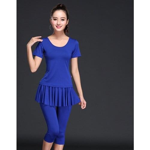 2021 New CM020 Short Sleeve Design Female Latin Dance Dress Women Pants with Skirt Latin Dance Suit Belly Ballroom Performamnce