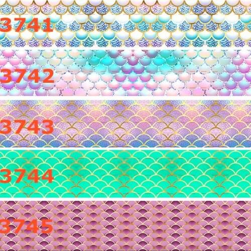 10yards - different sizes - Fish scale printed grosgrain ribbon -gradient color fish scale design ribbon