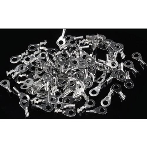 100PCS 3.2-6.2mm Non-insulated Ring Cable Lugs Terminals Naked Connector Wire Connectors Brass Terminals Kit