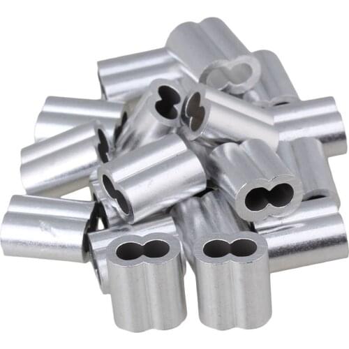 Double Hole Aluminum M4 Sleeves Clip For 4MM Wire Rope Pack Of 20