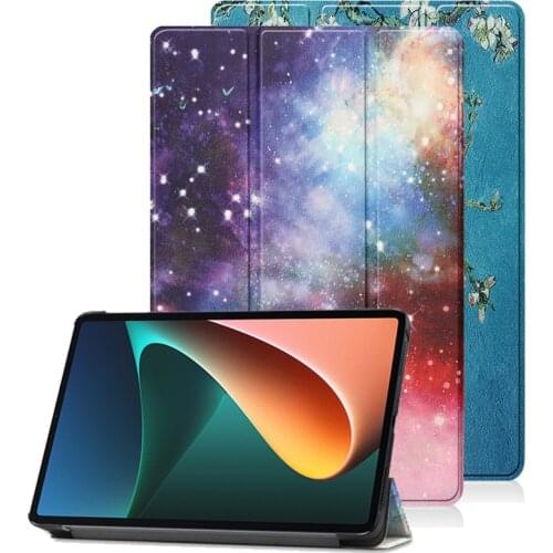 Tablet Cover For Funda Xiaomi Mi Pad 5 Pro Case Tri-Fold Smart Painted Leather Cover For Coque Mi Pad 5 MiPad 5 Pro 5G Case Capa