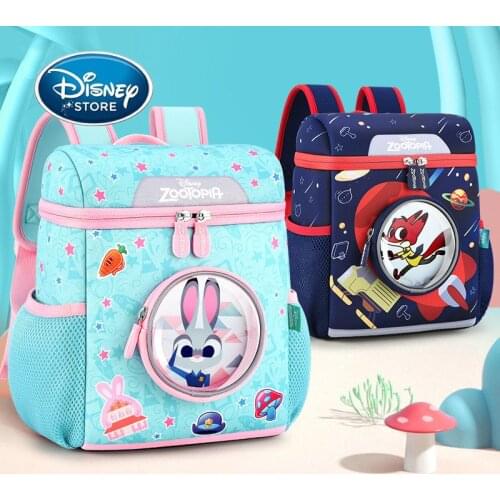 Disney 3D Zootopia Childrens Schoolbag Cartoon Judy Nick Bag 5-12 Years Old Boy Girl Reflected Light At Night Safety Backpack