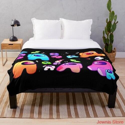 Among us Sticker Blanket Snowflake Wool Blanket Coral Fleece Bedspread Blankets Portable Blanket