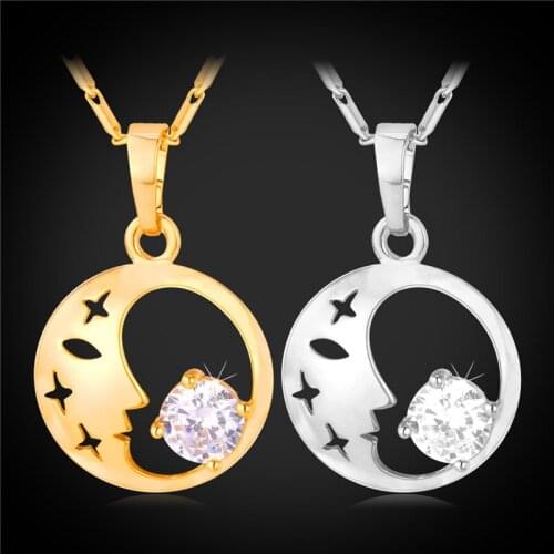 Sailor Moon Necklace&Pendant For Women Fashion Jewelry Gift Gold Color Cubic Zirconia Sleeping Beauty P979