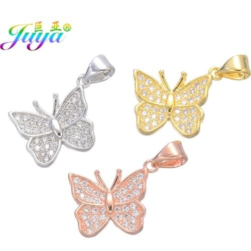 Juya 10pcs/Lot Wholesale DIY Rose Gold/Silver Color Butterfly Charms For Women Fashion Bracelets Necklace Earrings Making