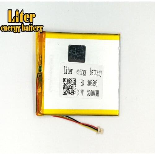 Plug 1.0-3P 308595 3.7V 3200mah ultra thin lipo batteries rechargeable lithium ion polymer Tablet PC Battery