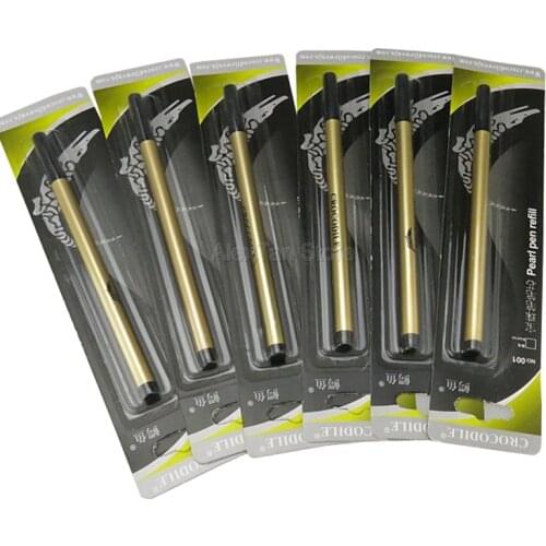 Lots Of 6 Pcs Crocodile For International Standard Screw type Roller Ball Pen Refills 0.5mm Point Black Ink