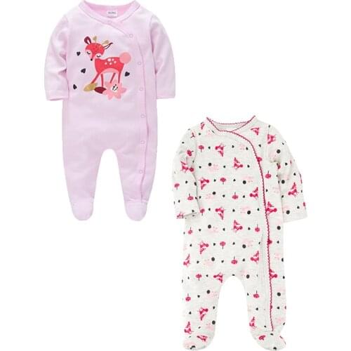 Honeyzone Winter Full Sleeve Ropa Para Bebe Deer Cartoon Pink Baby Bodysuit Newborn Baby Girl Twins Ropa Recien Nacido Clothes