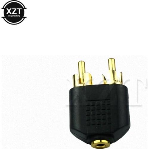 1pc 3.5mm Audio Stereo Jack Female To 2 RCA Male Audio Jack Connector Adapter Converter for Speaker Power Amplifier Gold Plated