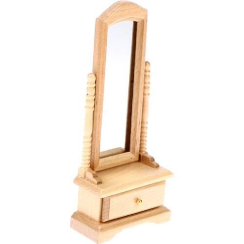1pcs 1:12 Mini Doll House Full-Length Dressing Mirror Model With Drawer Accessory Room Furniture Toy For Kids Gift