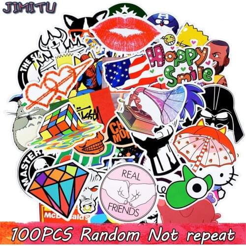 100pcs Waterproof Mixed Random Graffiti Stickers Kids'Toy Sticker for DIY Laptop Skateboard Luggage Car Bicycle Bumpers Stickers