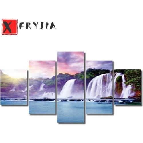 5pcs Diamond Painting Romantic purple waterfall natural scenery Kit Diamond Embroidery Full Square Rhinestone Art Decor For Home