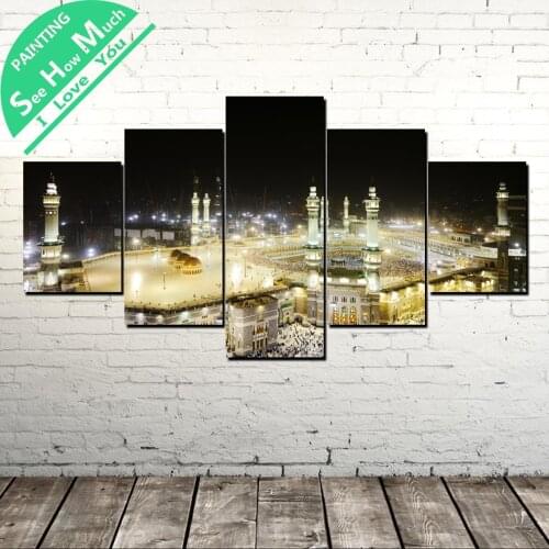 5 Piece Church Palace Wall Art Canvas Poster and Print Canvas Painting Decorative Picture for Living Room Canvas Painting