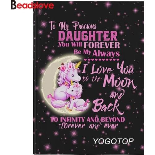 5D DIY diamond Painting I love you back to the moon full drill embroidery Diamond Mosaic Art cartoon pink unicorn